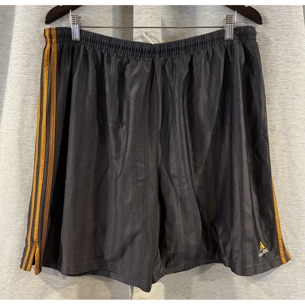 Vintage Y2K Adidas Basketball Shorts 2XL 3 Stripe Dazzle Silky Shiny Baggy Grey